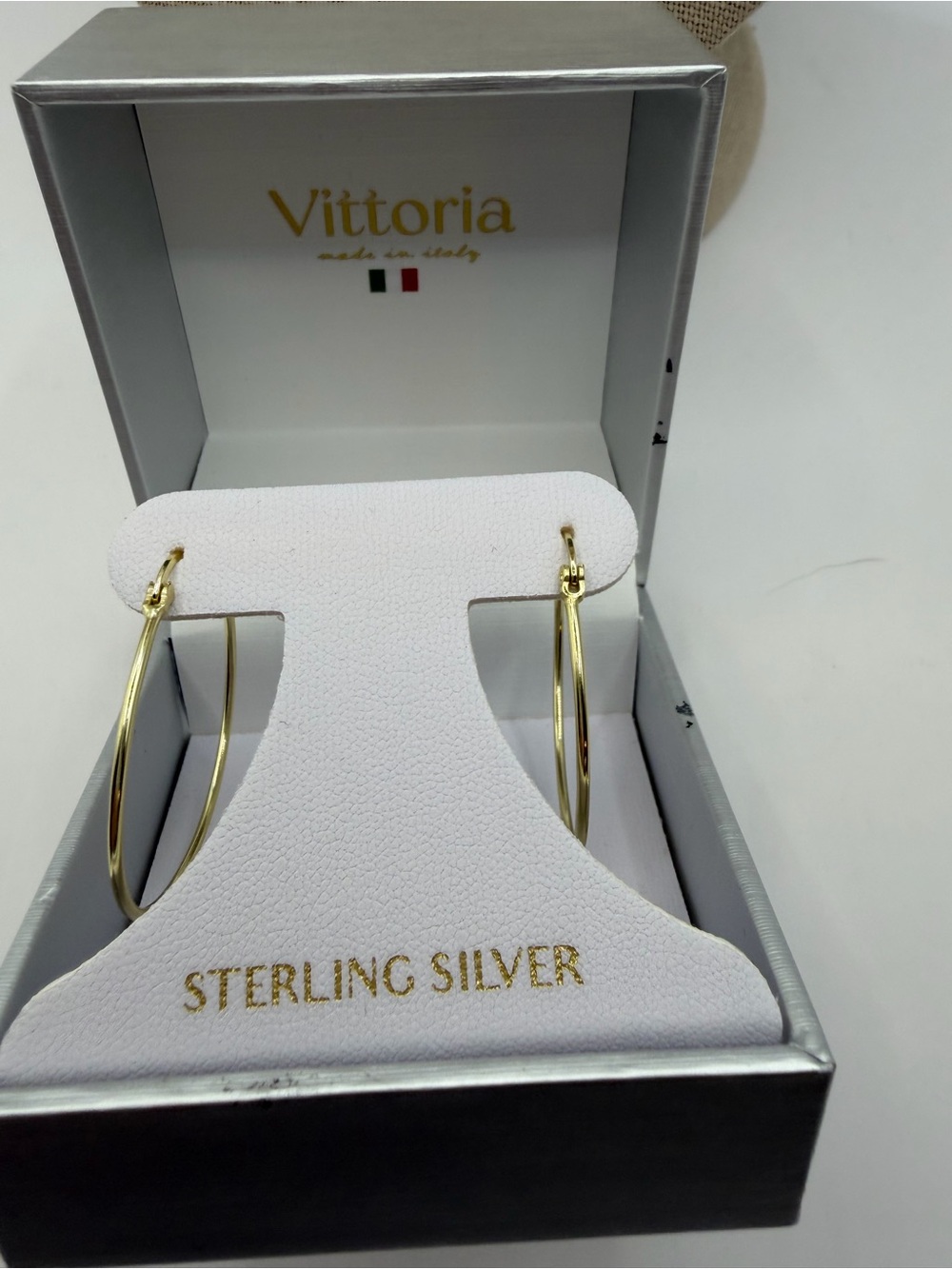 NWB Gold-Toned Vittoria 925 Stamped 2” Earrings Sterling Silver Made in Italy